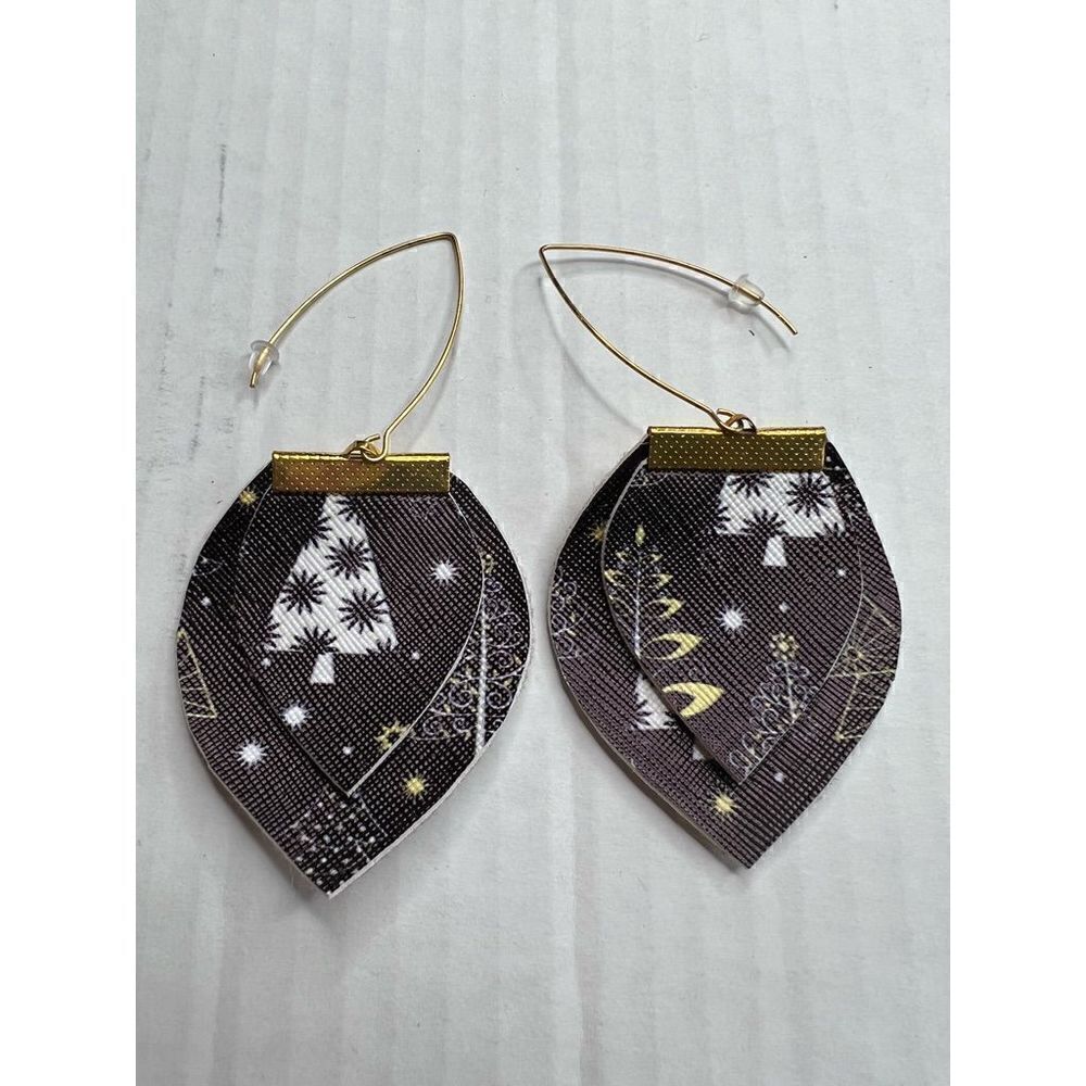 3/$15 or 5/$20 Handmade brown/gold layered Christmas tree earrings